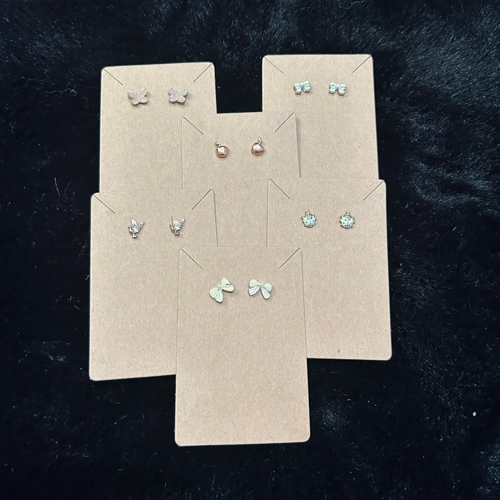 Set of 6 Assorted Stud Earrings – Novelty & Gemstone-Inspired Designs